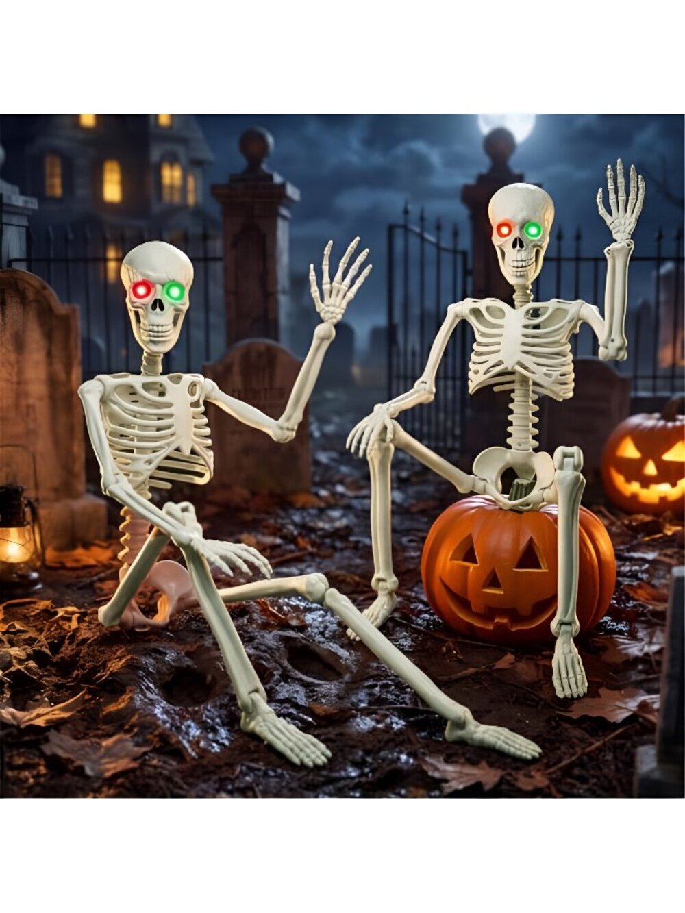 2 Pack 36"Halloween Skeleton, Scary Hanging Skull Props Skeleton